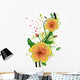 Yellow Hibiscus Illustration Wall Decal
