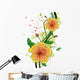 Yellow Hibiscus Illustration Wall Decal