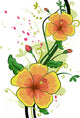 Yellow Hibiscus Illustration Wall Decal