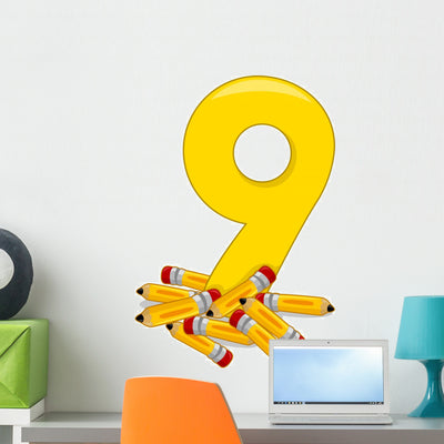 Number 9 Wall Decal shown on a wall