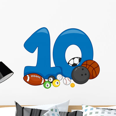 Number 10 Wall Decal shown on a wall