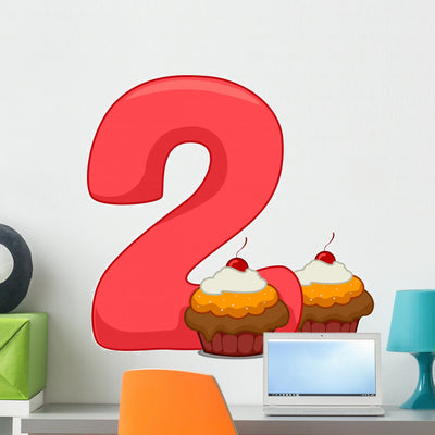 Number 2 Wall Decal shown on a wall