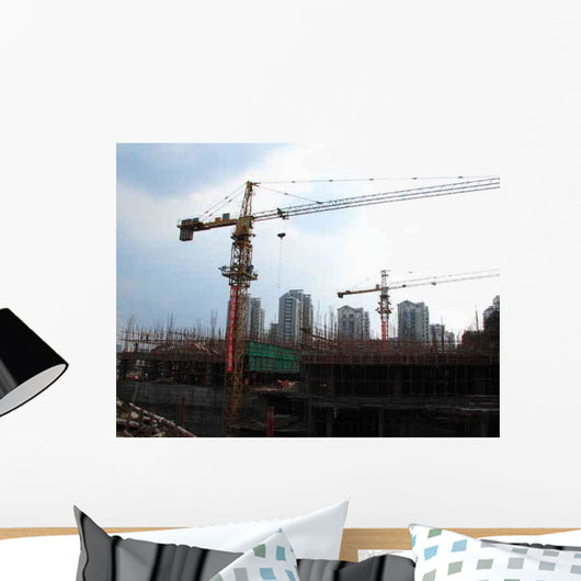 Construction Site with Cranes Wall Decal