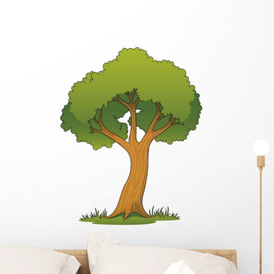 Tree Illustration Wall Decal shown on a wall