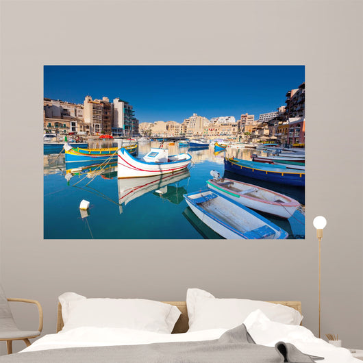 Malta Dock Boats Wall Decal