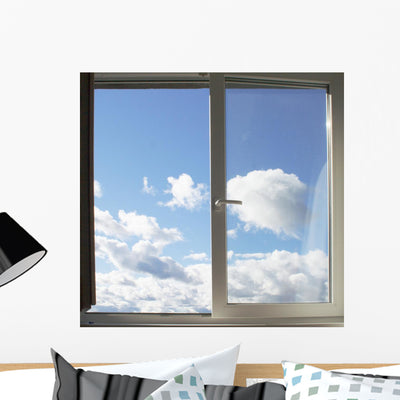 Window and Clouds Wall Decal shown on a wall
