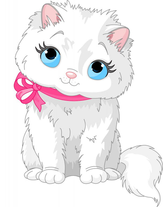 Cute White Cat Wall Decal