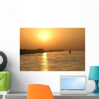 Sailing Sunset Wall Decal shown on a wall