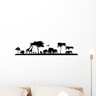 Safari Animal Wild Animals Wall Decal shown on a wall