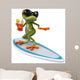 Frog Surfing Wall Decal