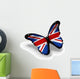 English Flag Butterfly White Wall Decal