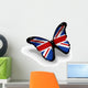 English Flag Butterfly White Wall Decal