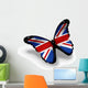 English Flag Butterfly White Wall Decal