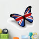 English Flag Butterfly White Wall Decal