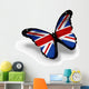English Flag Butterfly White Wall Decal