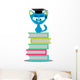 Cute Kitty Sitting Books Wall Decal