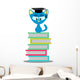 Cute Kitty Sitting Books Wall Decal