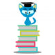 Cute Kitty Sitting Books Wall Decal