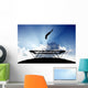 Silhouette Gymnast Trampoline Sunset Wall Decal