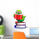 With Book-Worm Worm Cartoon Cartoon with Books-Vector Wall Decal