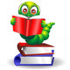 With Book-Worm Worm Cartoon Cartoon with Books-Vector Wall Decal