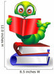 With Book-Worm Worm Cartoon Cartoon with Books-Vector Wall Decal