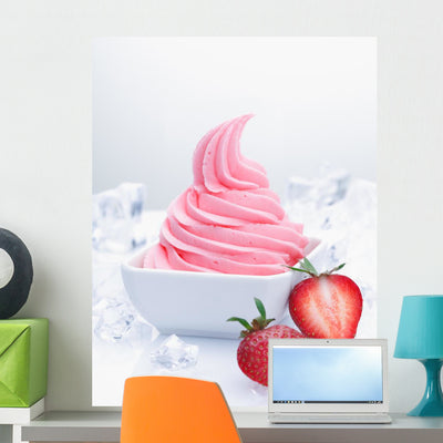 Frozen Strawberry Yogurt Wall Decal shown on a wall
