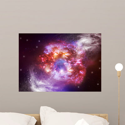 Stars Outer Space Wall Mural shown on a wall