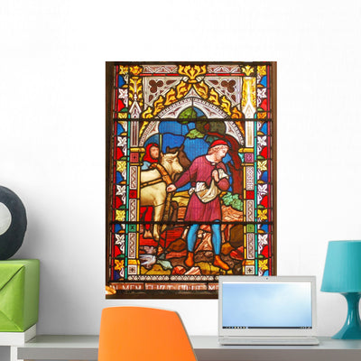 Stained Glass Window 2 Wall Decal shown on a wall