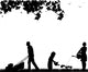 Family Activities Garden Silhouette Wall Decal