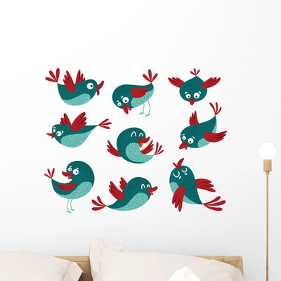 Birds Wall Decal shown on a wall