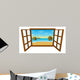 Pacific Island Window Illustration Wall Decal
