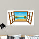 Pacific Island Window Illustration Wall Decal