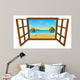 Pacific Island Window Illustration Wall Decal