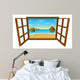 Pacific Island Window Illustration Wall Decal