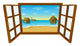 Pacific Island Window Illustration Wall Decal