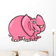 Pink Elephant Cartoon Wall Decal