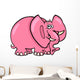 Pink Elephant Cartoon Wall Decal
