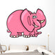 Pink Elephant Cartoon Wall Decal
