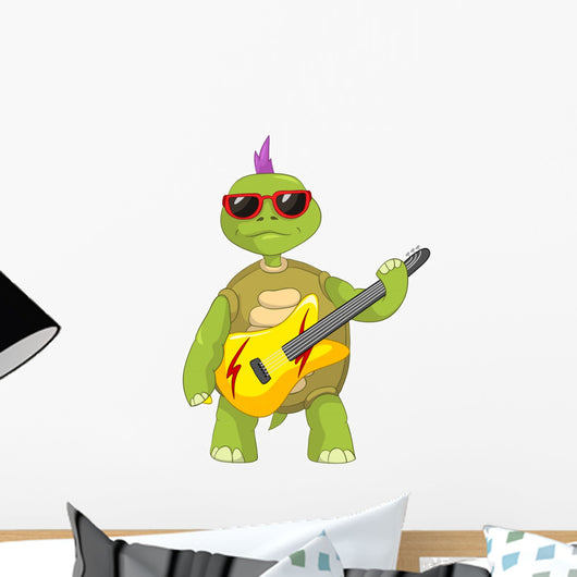 Funny Turtle Rock Star Wall Decal