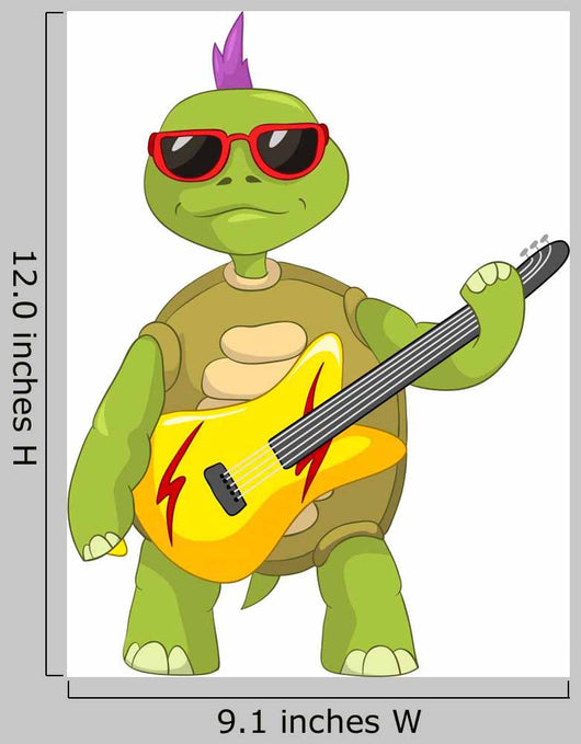 Funny Turtle Rock Star Wall Decal