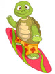 Funny Turtle Surfing Wall Decal