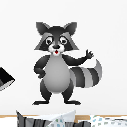 Raccoon Cartoon Hand Waving Wall Decal
