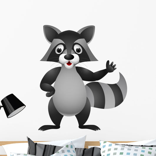 Raccoon Cartoon Hand Waving Wall Decal