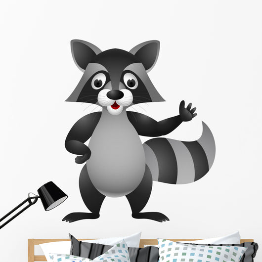Raccoon Cartoon Hand Waving Wall Decal
