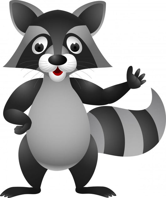 Raccoon Cartoon Hand Waving Wall Decal