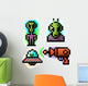 Pixel Alien Set Wall Decal