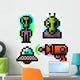 Pixel Alien Set Wall Decal
