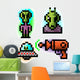 Pixel Alien Set Wall Decal