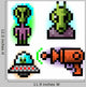Pixel Alien Set Wall Decal